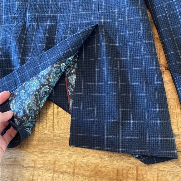 James Tattersall Navy Blue Plaid Cotton Blend Blazer 40S - Picture 7 of 9